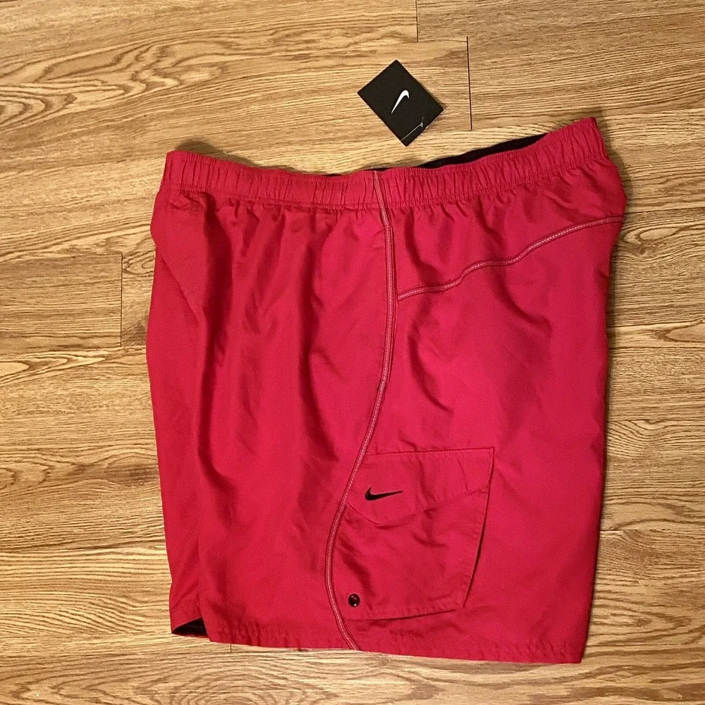 Nike Swim Trunks Men's‎ XXL Red New W Tags Back Spell Out Side Logo Lined K